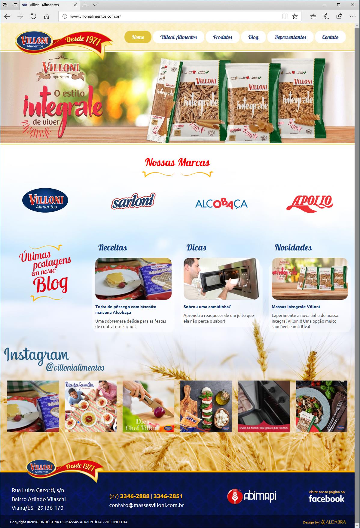 Projetos de Criação de sites: Layout Home - Villoni Alimentos