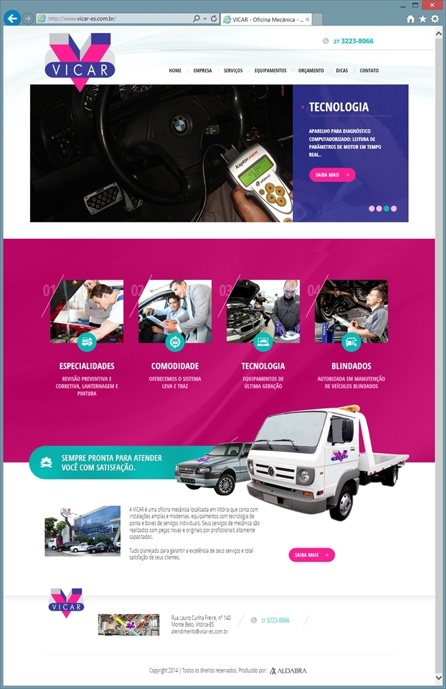 Projetos de Criação de sites: Layout Home: Vicar Manutenção Automotiva