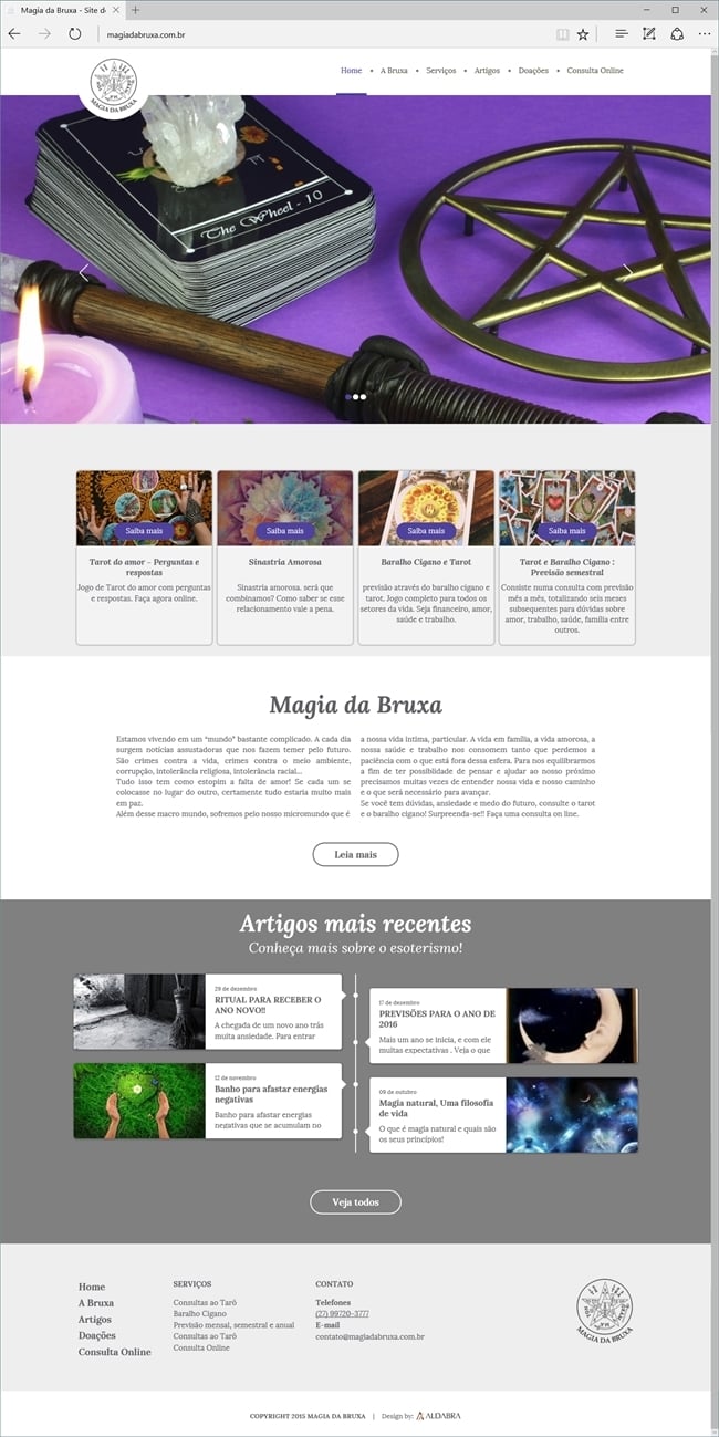 Projetos de Criar site: Layout da página Home - Magia da Bruxa