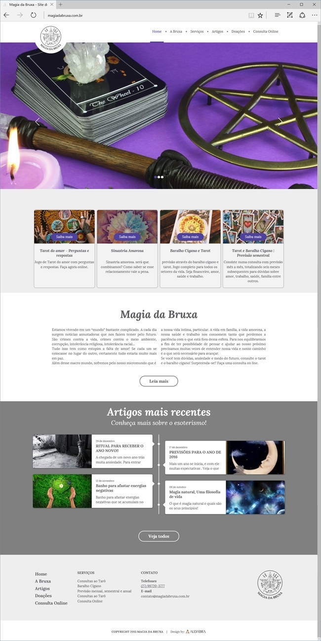 Projetos de Criação de sites: Layout da página Home - Magia da Bruxa