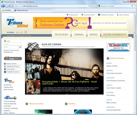 Layout responsivo do projeto de criação de sites: Página de entretenimento - Cinema