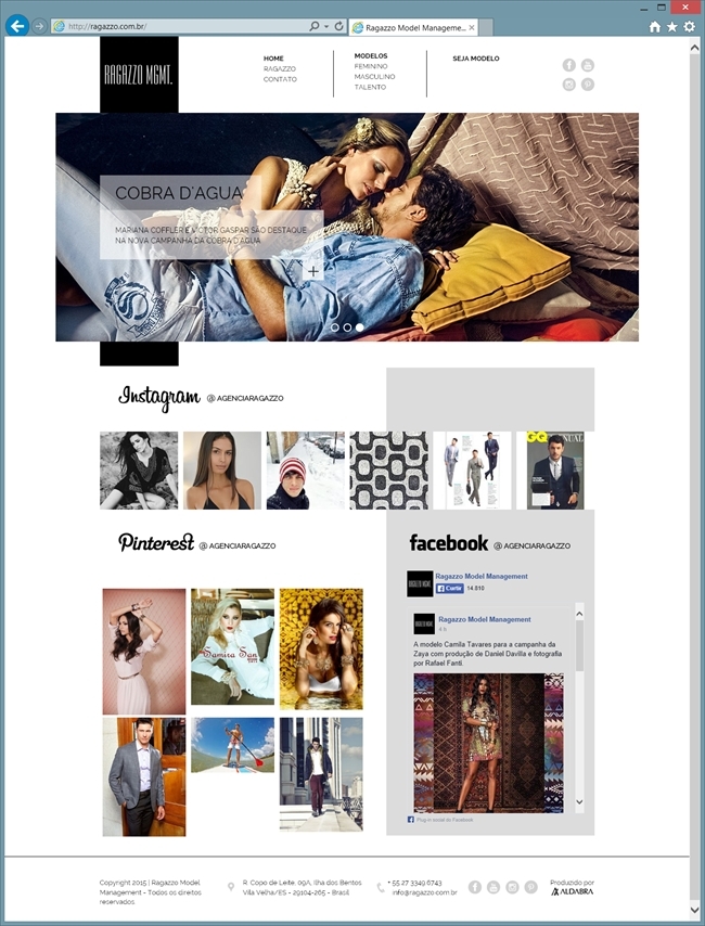 Projetos de Criação de sites: Página inicial do site da Ragazzo Model Management