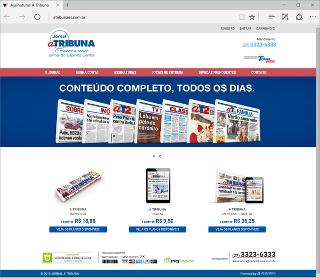 Projetos de Criar e-commerce: Layout Home - A Tribuna ES