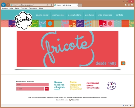 Projetos de Criação de sites: Página inicial do site da Fricote