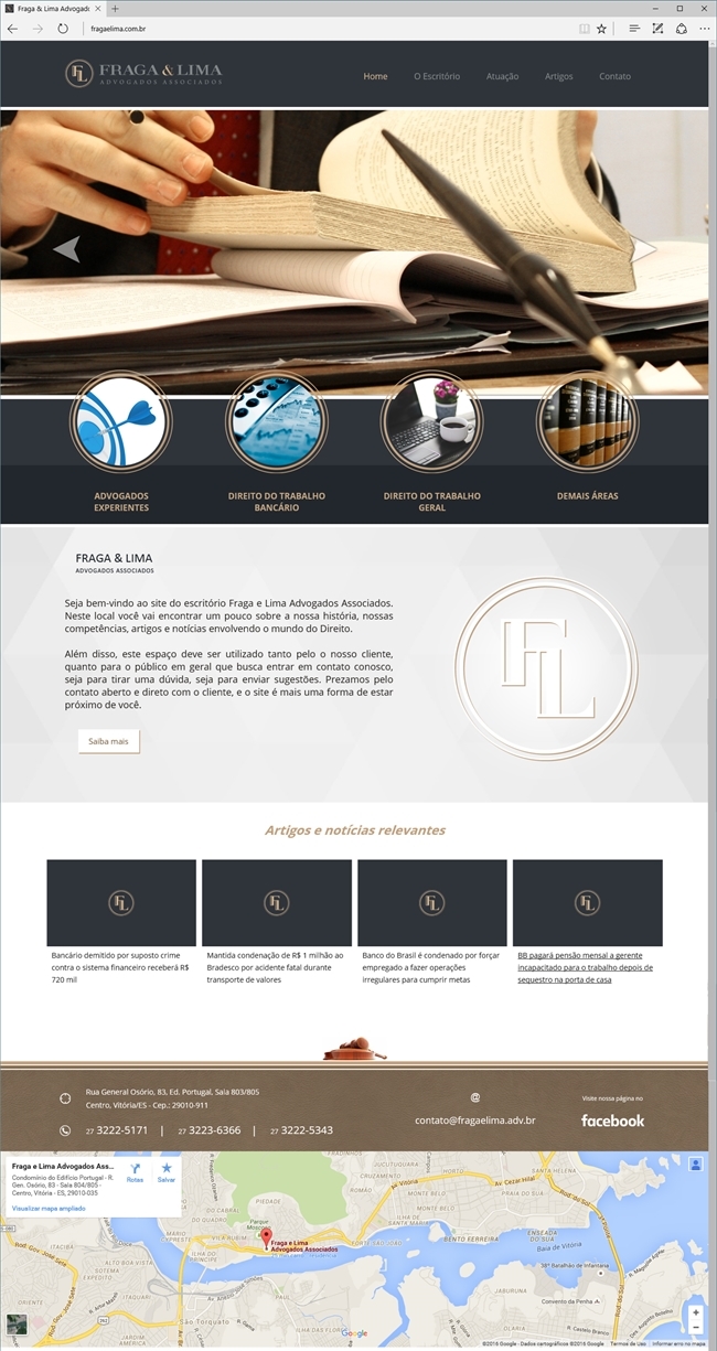 Projetos de Criação de sites: Layout da página Home - Fraga & Lima