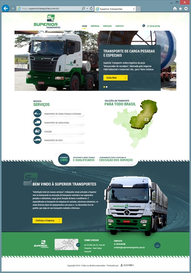 Projetos de Criação de sites: Página inicial do site da Superior Transportes