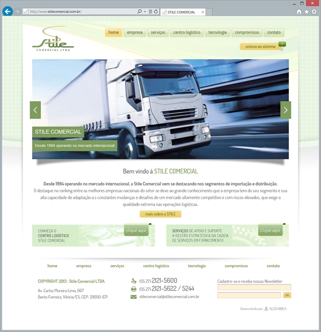 Projetos de Criação de sites: Layout da página inicial do site da Stile Comrecial