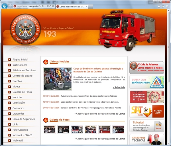 Projetos de Criação de sites: Página inicial com destaque de Notícias e Galeria de Fotos