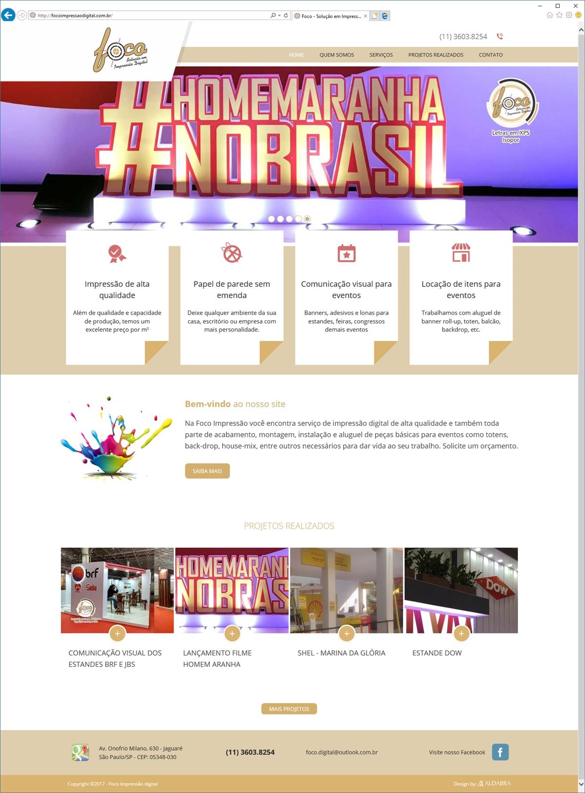Projetos de Criação de sites: Layout da página Home – Foco Impressão Digital