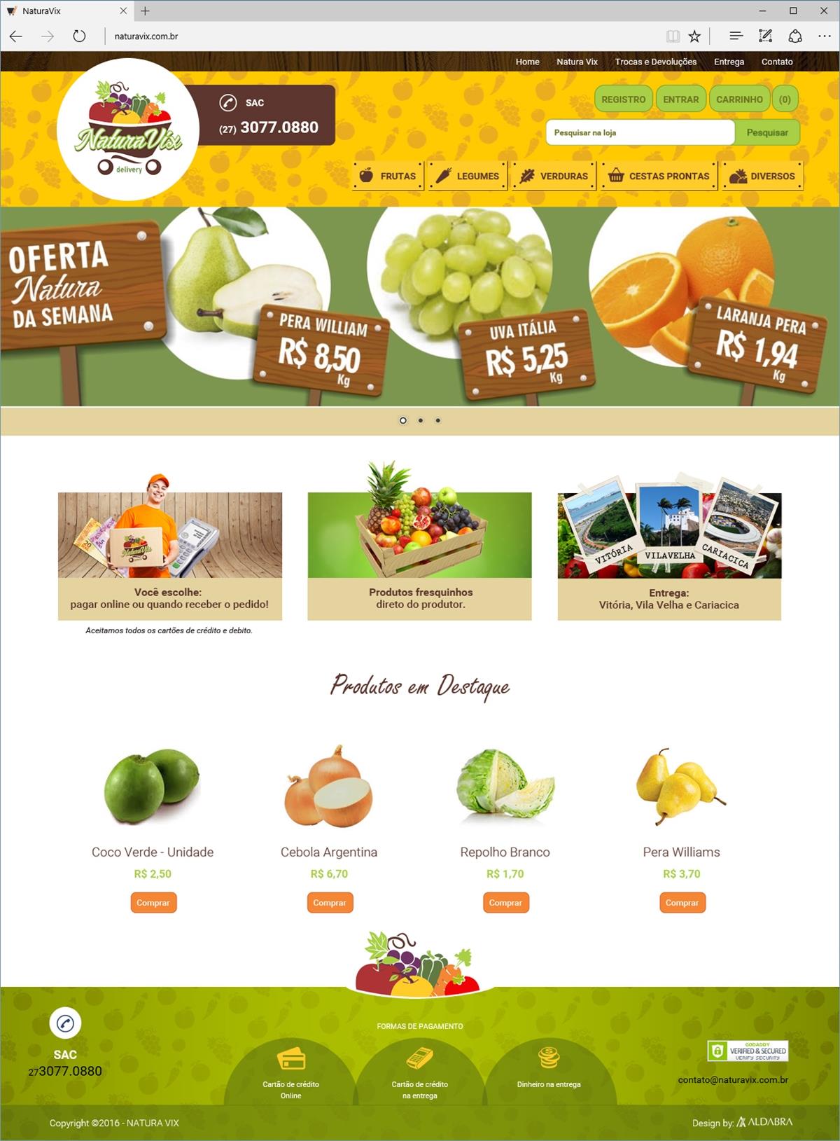 Projetos de e-commerce: Layout da página Home - NaturaVix